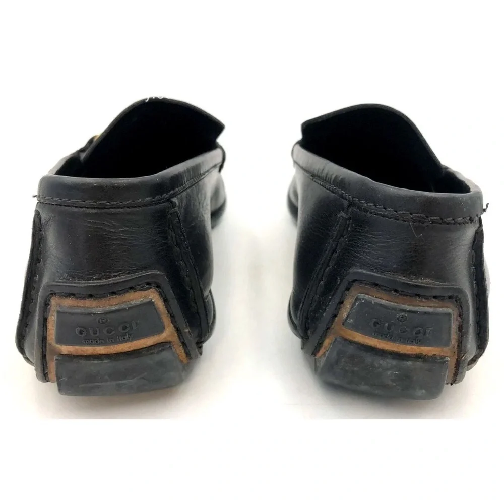 Gucci Men's Black Leather Loafers w/ Gold-Tone Horsebit Detail - Size 9.5 (+COA)